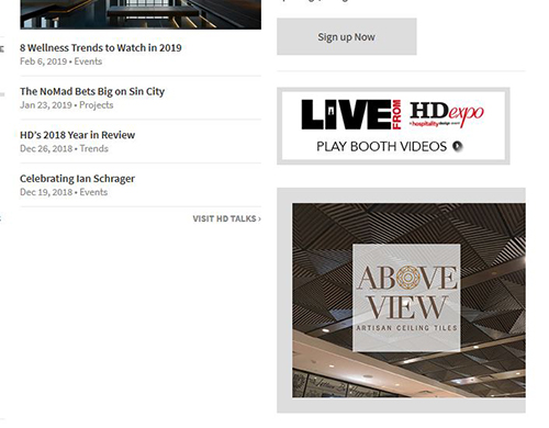 Hospitality Design Magazine, Website Ad, March, 2019